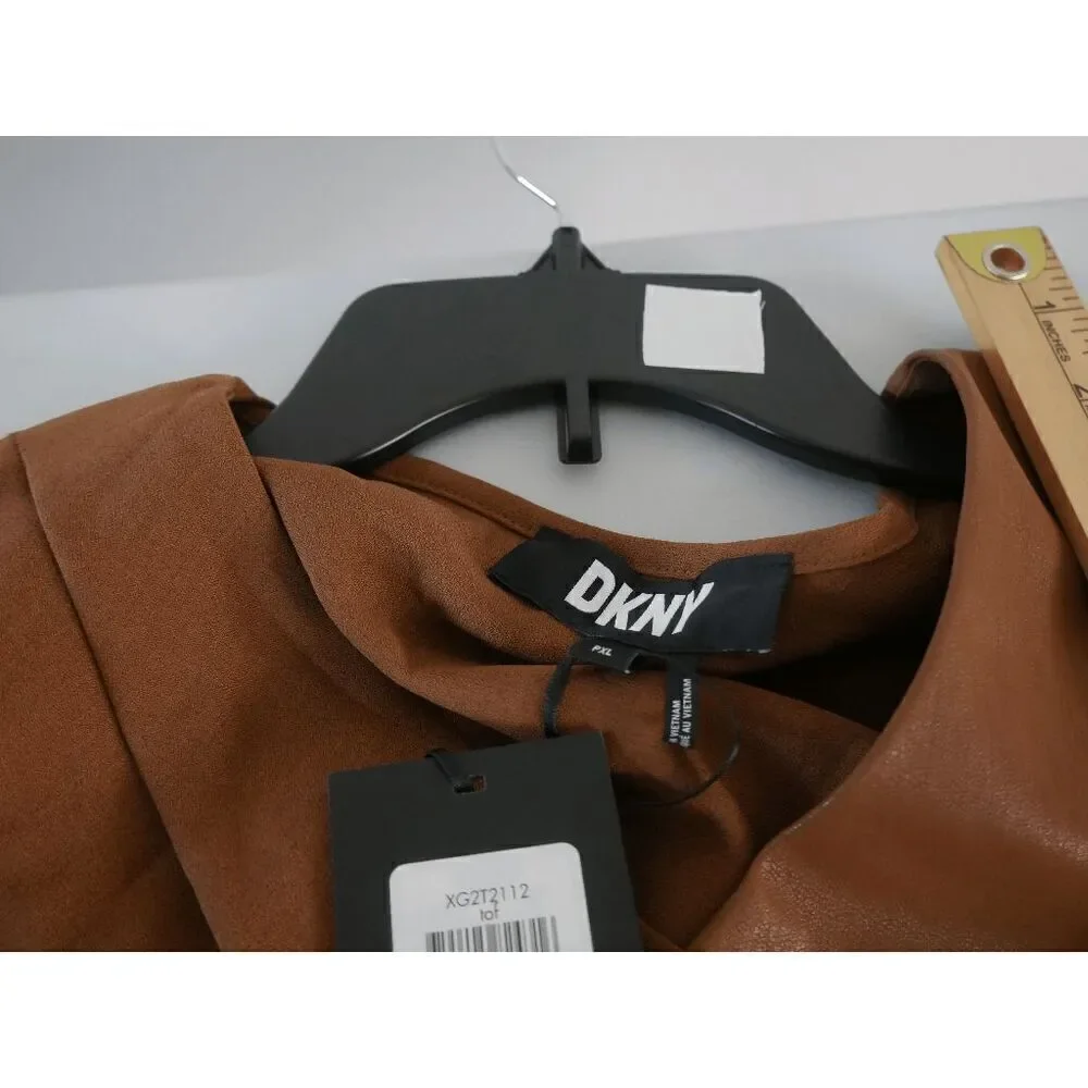 DKNY Women's Petites Mixed Media Casual Blouse PXL